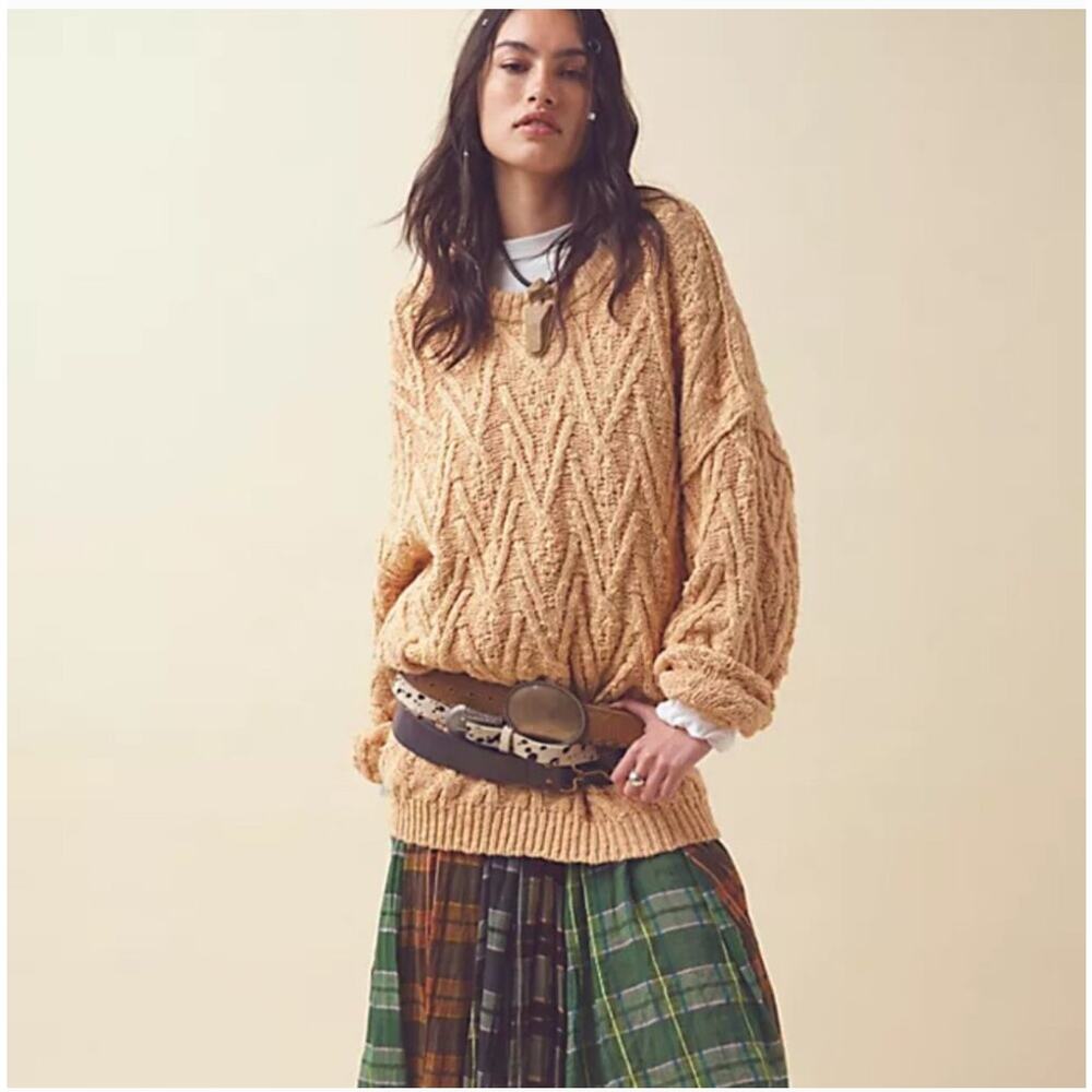 Free People Isla Cable Stitch Tunic Sweater NWT